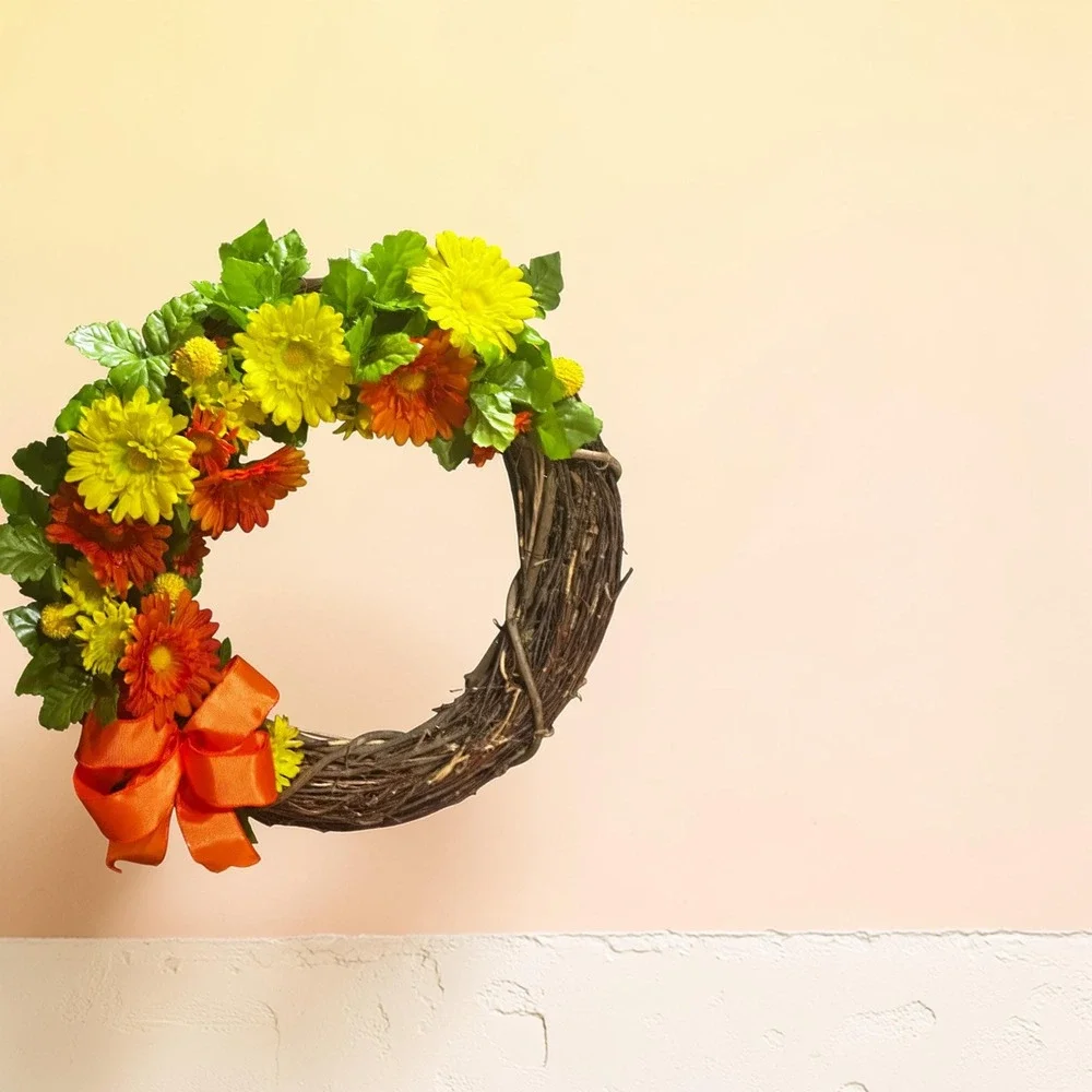 Colorful Handmade Spring Wreath: Faux Floral Door Accent
